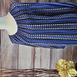 MAX STUDIO GEOMETRIC PLEATED BUBBLE SLEEVE SHEER LINED DRESS